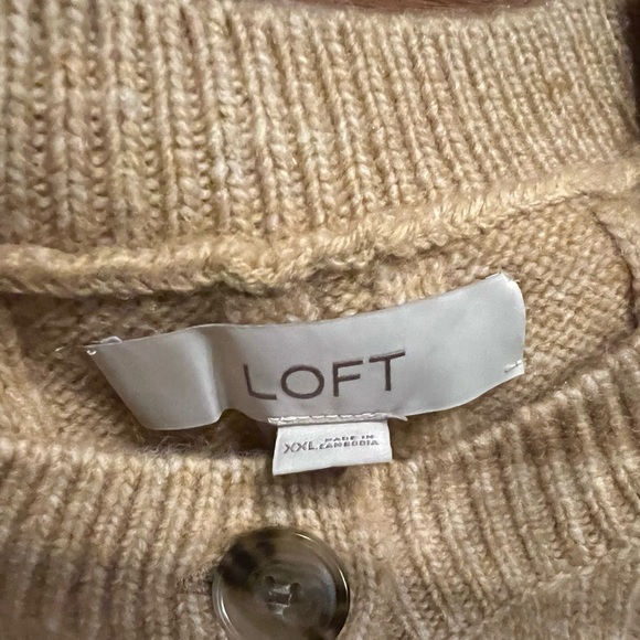 Loft XXL tan button up sweater, EUC - Picture 2 of 3